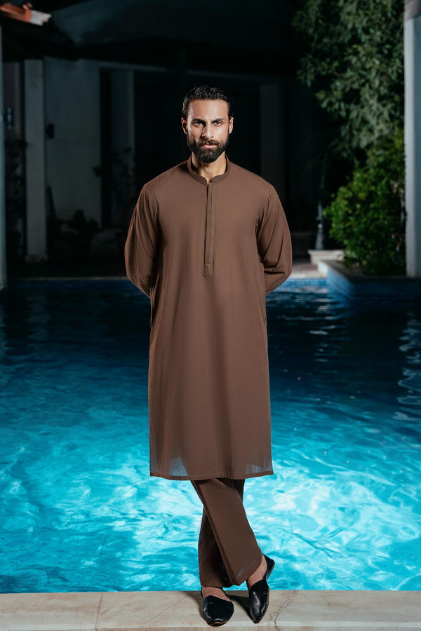 KURTA TROUSER-BROWN