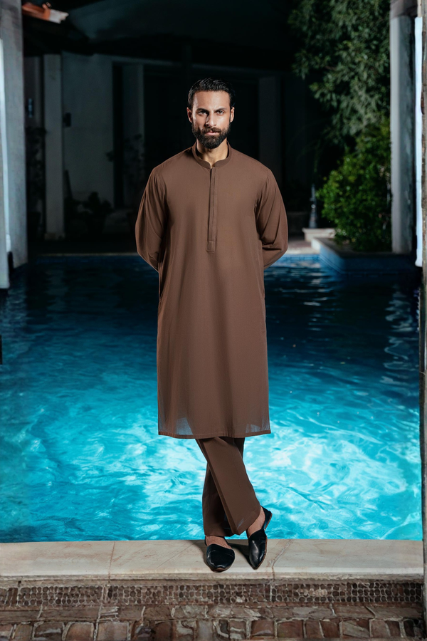 KURTA TROUSER-BROWN